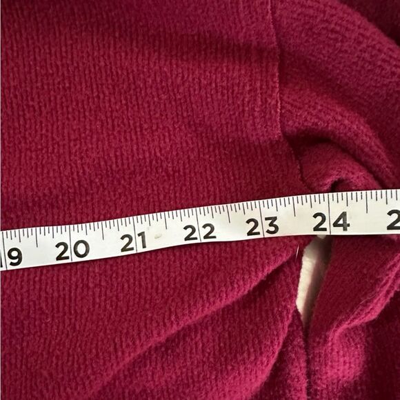 Lush Women's Burgundy Mockneck Wide Sleeve Cropped Sweater Size Large - Picture 6 of 7